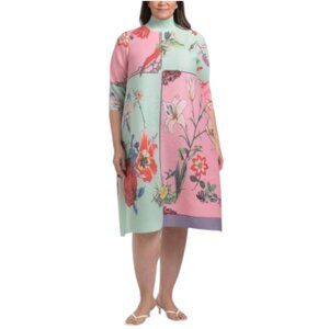NANCY YANG Plus A-line Crinkled Floral Dress